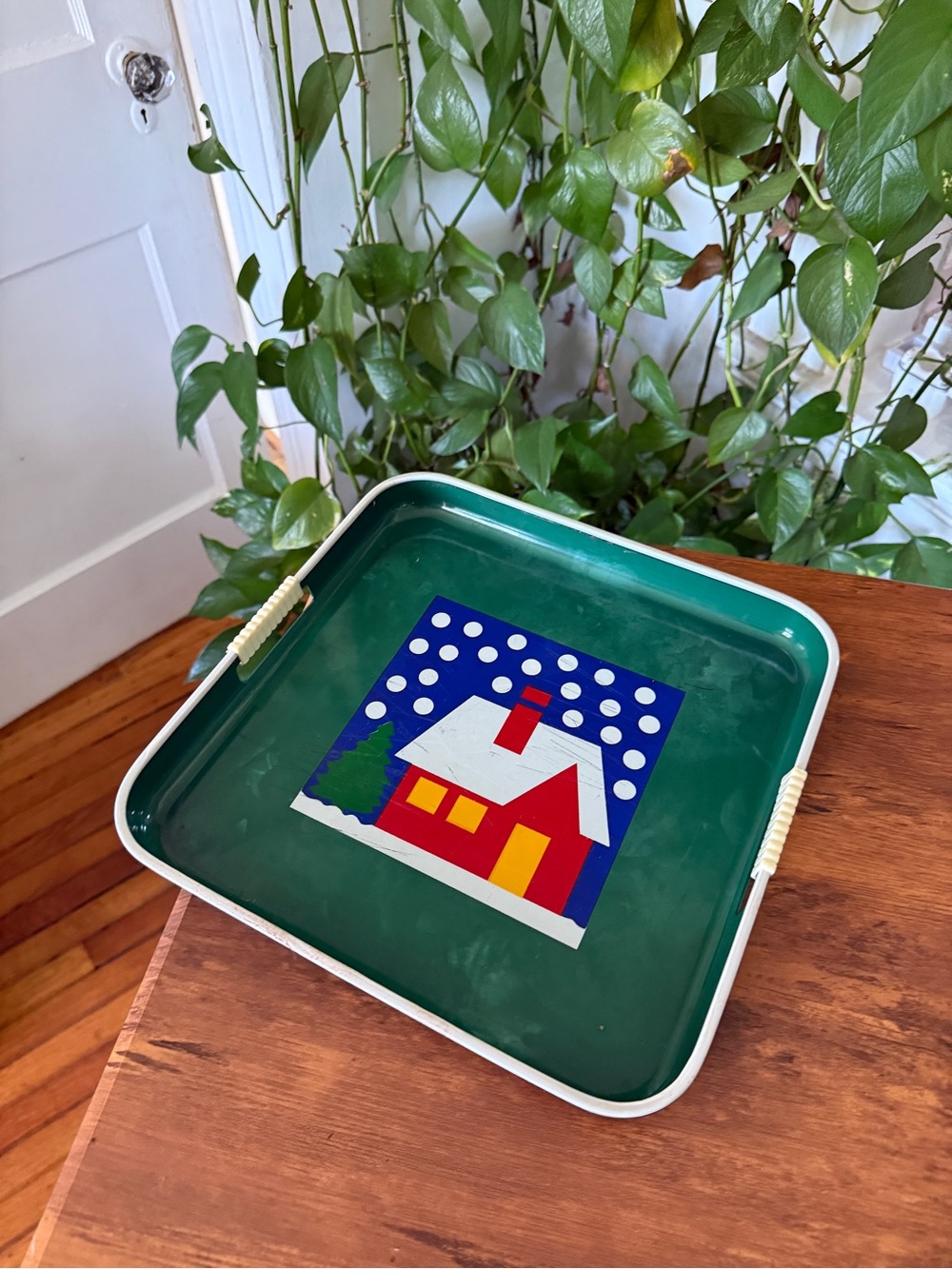 Holiday House Green Serving Tray - vintage